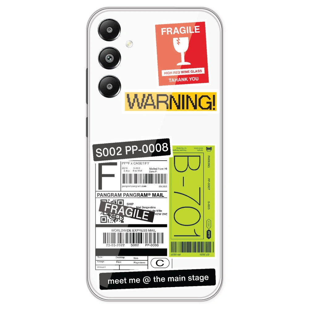 Fragile Labels - Clear Printed Silicone Case For Samsung Galaxy F15