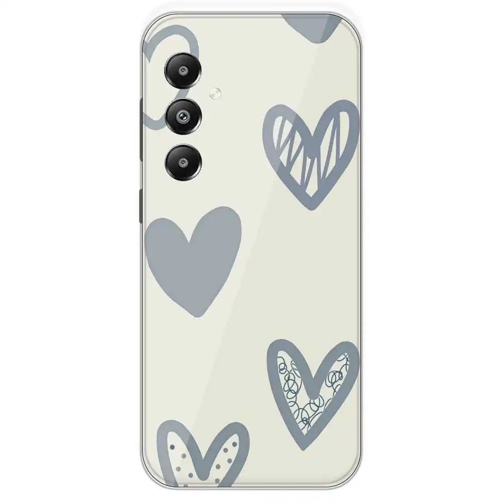 Light Blue Hearts - Printed Silicone Case For Samsung Galaxy F15