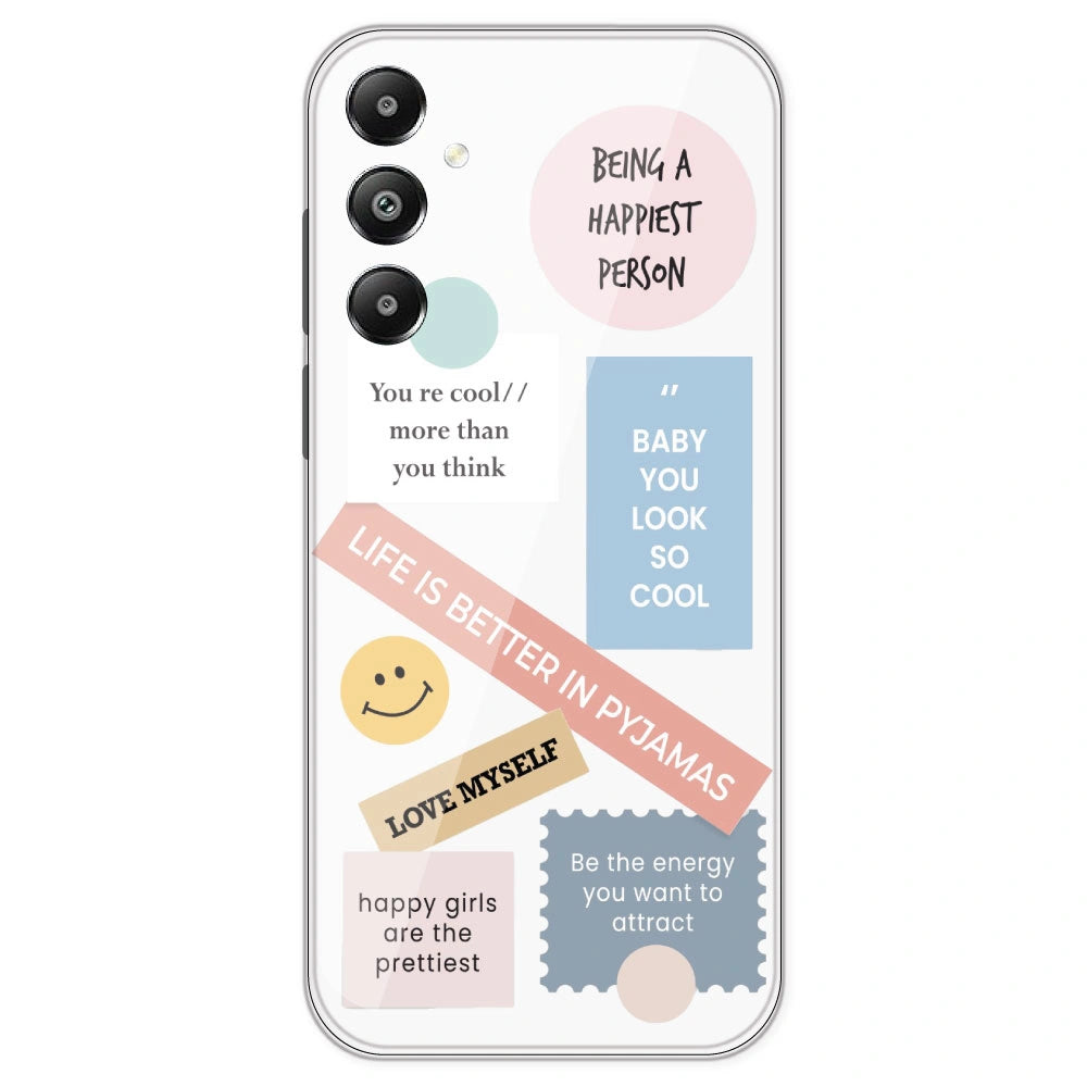 Be Happy - Clear Printed Silicone Case For Samsung Galaxy F15
