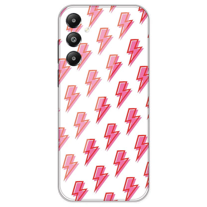 Pink Lightning Bolts - Clear Printed Silicone Case For Samsung Galaxy F15