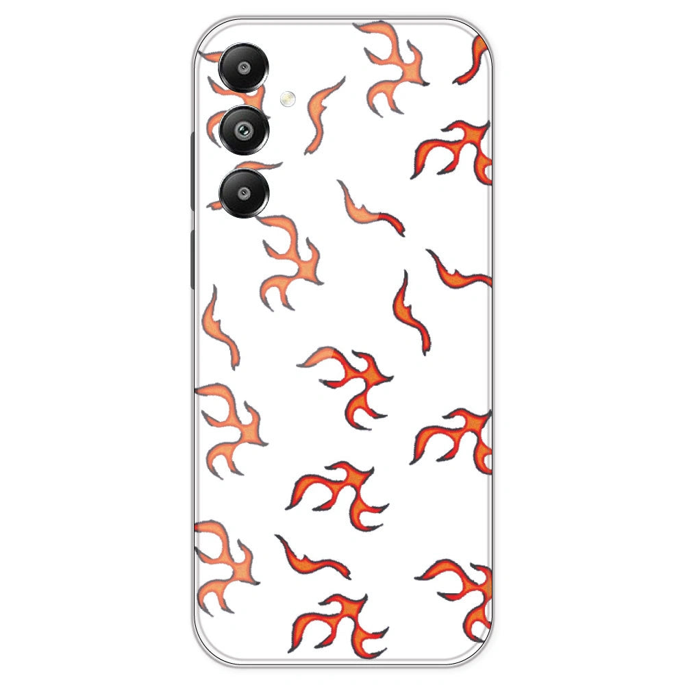 Orange Mini Flames - Clear Printed Silicone Case For Samsung Galaxy F15
