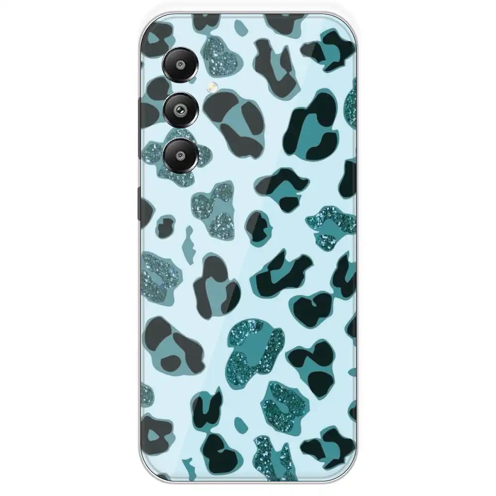 Blue Leopard Glitter Print - Printed Silicone Case For Samsung Galaxy F15