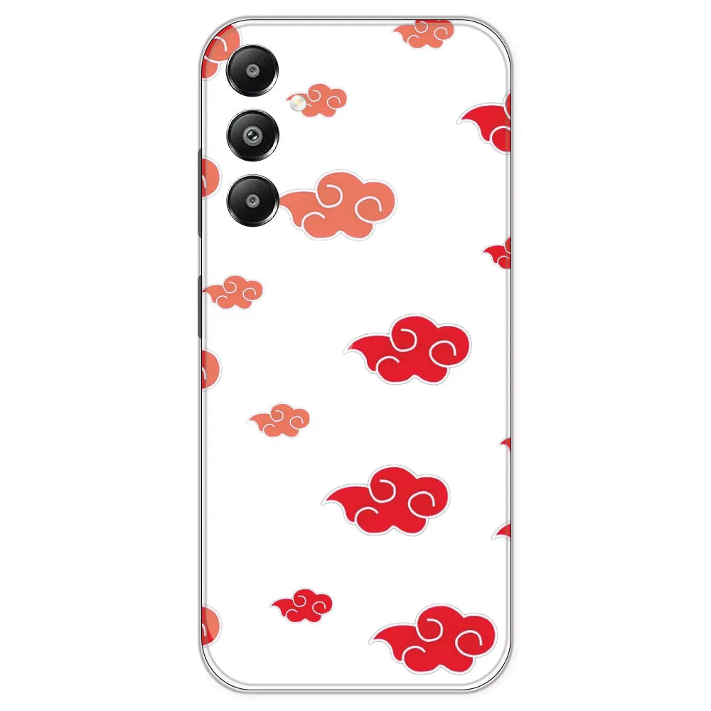 Red Clouds - Clear Printed Silicone Case For Samsung Galaxy F15