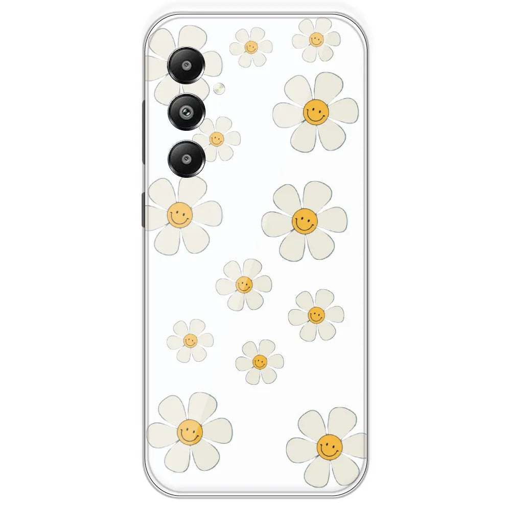 Smile Flowers - Clear Printed Silicone Case For Samsung Galaxy F15