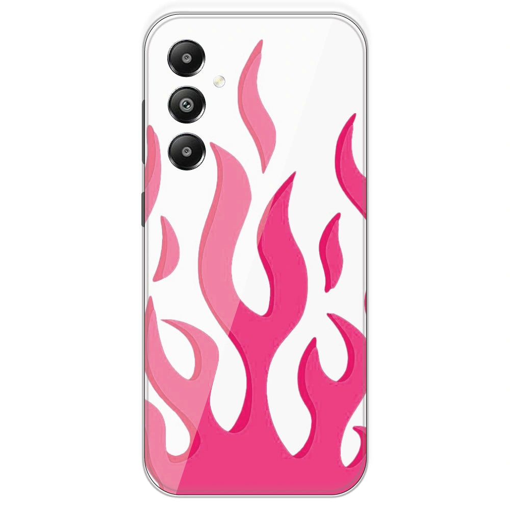 Pink Flames - Clear Printed Silicone Case For Samsung Galaxy F15