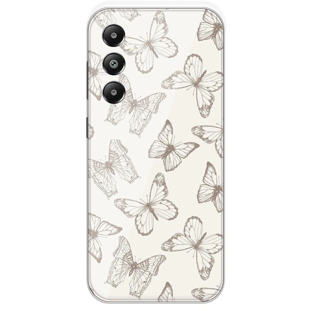 White Butterflies - Printed Silicone Case For Samsung Galaxy F15