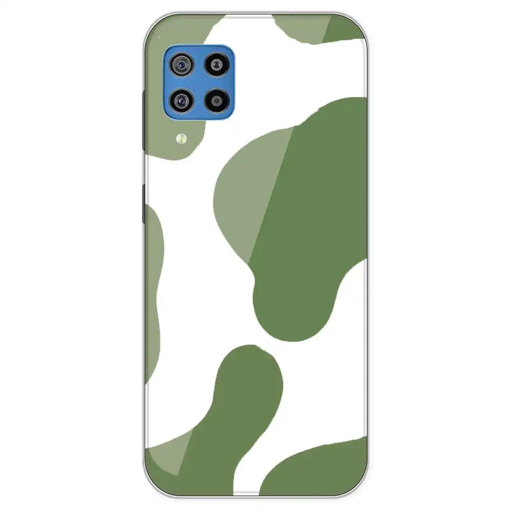 Olive Green Cow Print - Clear Printed Silicone Case For Samsung Galaxy F22