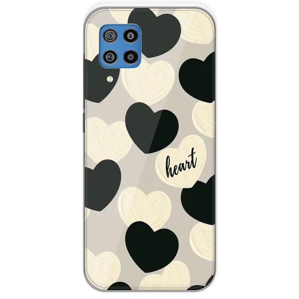 Black And White Heart - Printed Silicone Case For Samsung Galaxy F22
