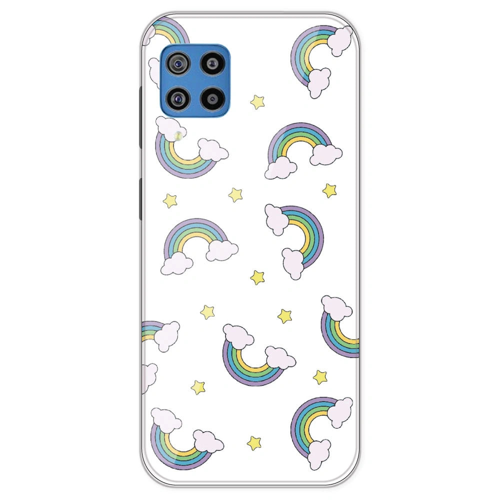 Rainbow With Clouds - Clear Printed Silicone Case For Samsung Galaxy F22