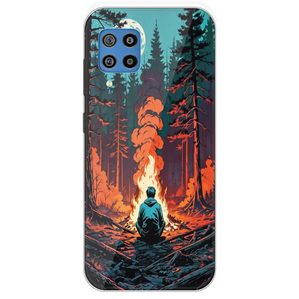 Boy With Camp Fire - Printed Silicone Case For Samsung Galaxy F22