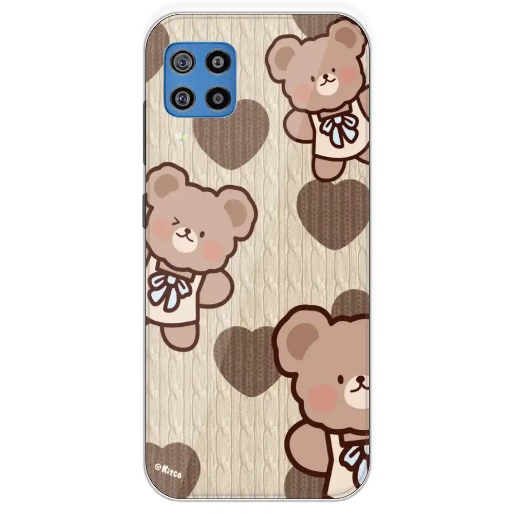 Teddy Heart - Printed Silicone Case For Samsung Galaxy F22
