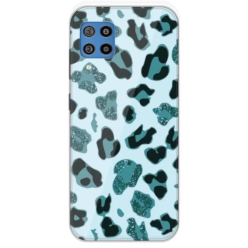 Blue Leopard Glitter Print - Printed Silicone Case For Samsung Galaxy F22