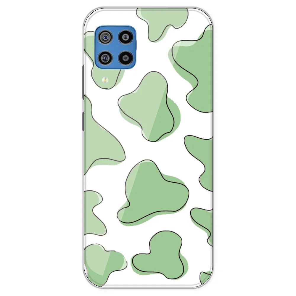 Green Cow Print - Clear Printed Silicone Case For Samsung Galaxy F22