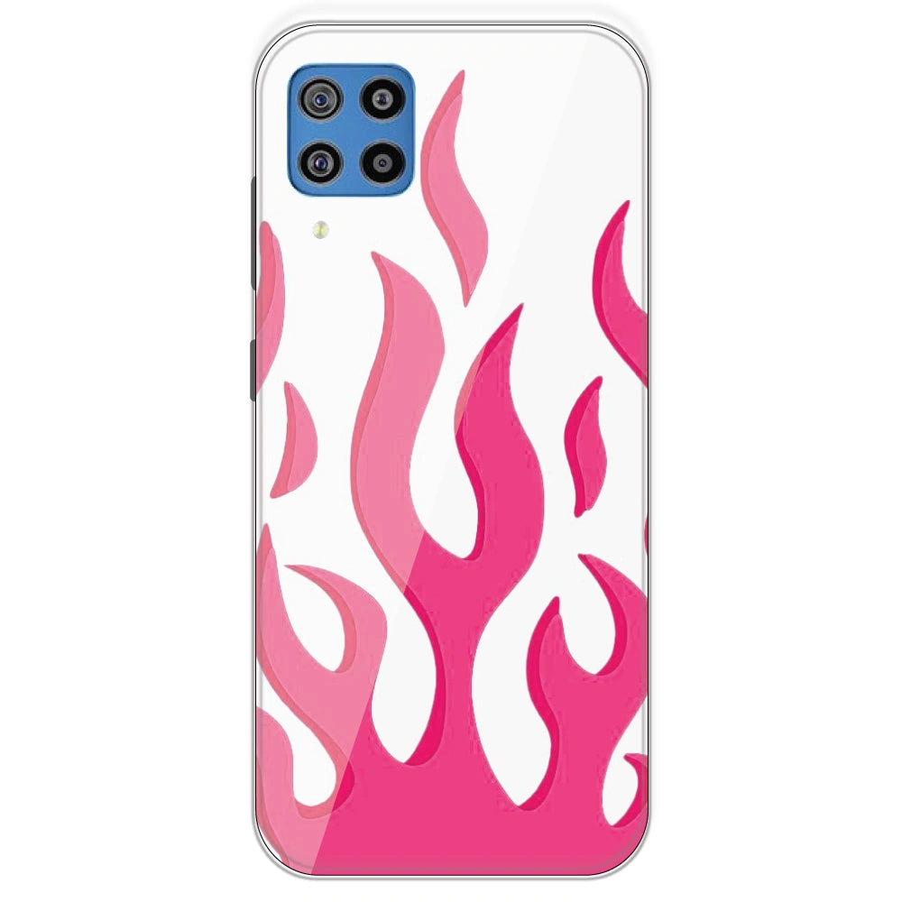 Pink Flames - Clear Printed Silicone Case For Samsung Galaxy F22