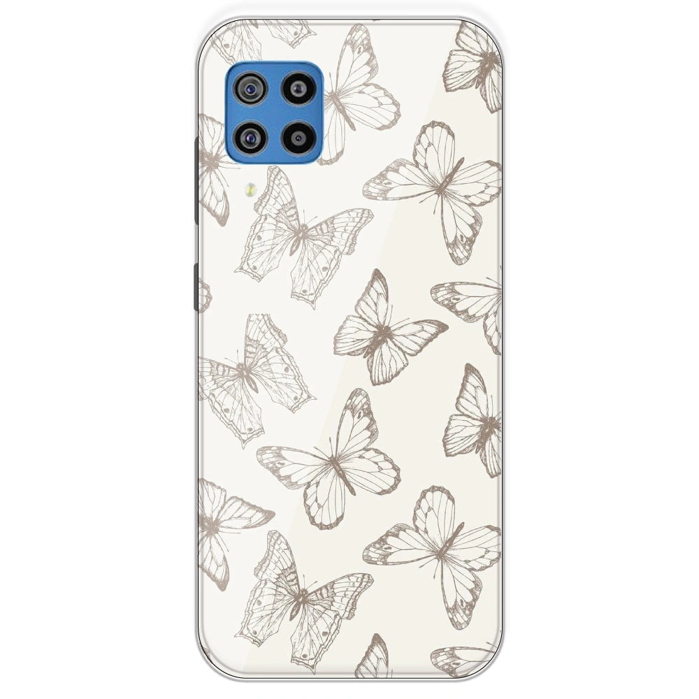 White Butterflies - Printed Silicone Case For Samsung Galaxy F22
