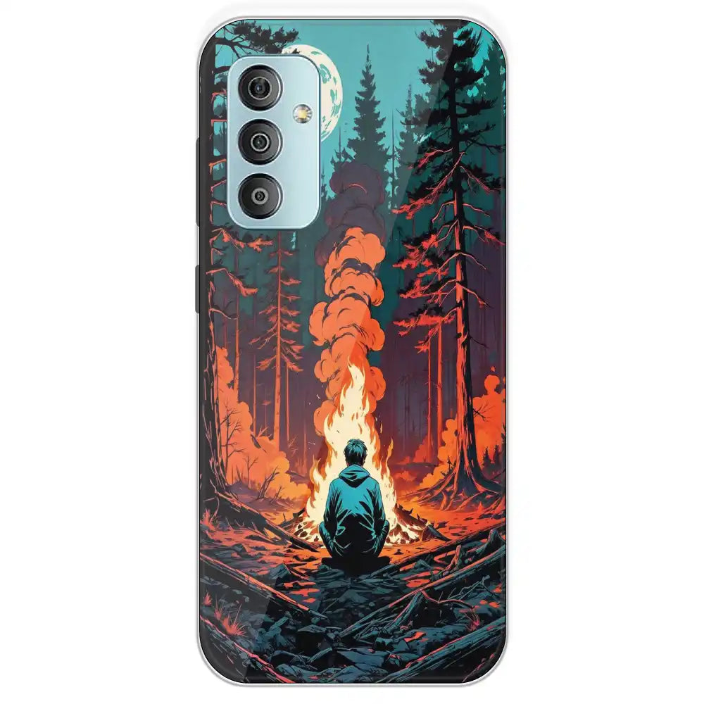 Boy With Camp Fire - Printed Silicone Case For Samsung Galaxy F23