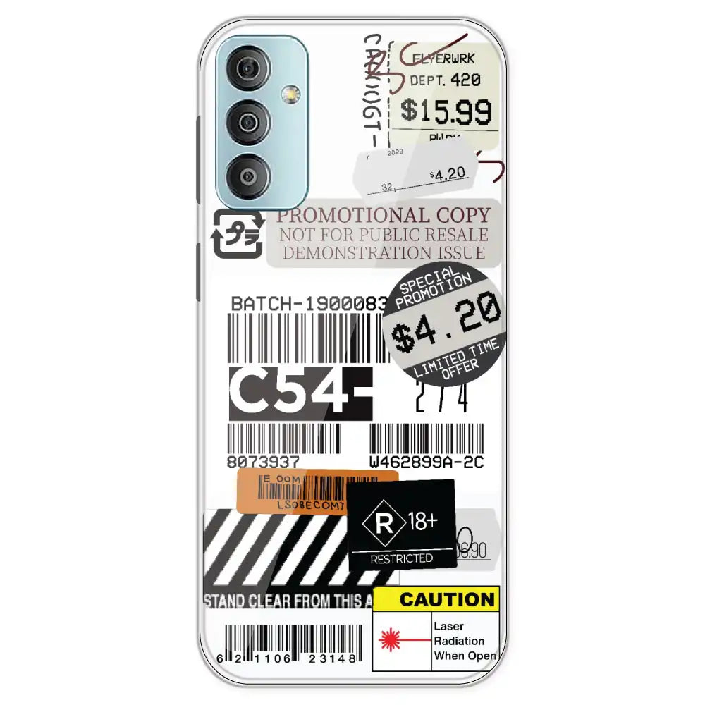Labels - Clear Printed Silicone Case For Samsung Galaxy F23