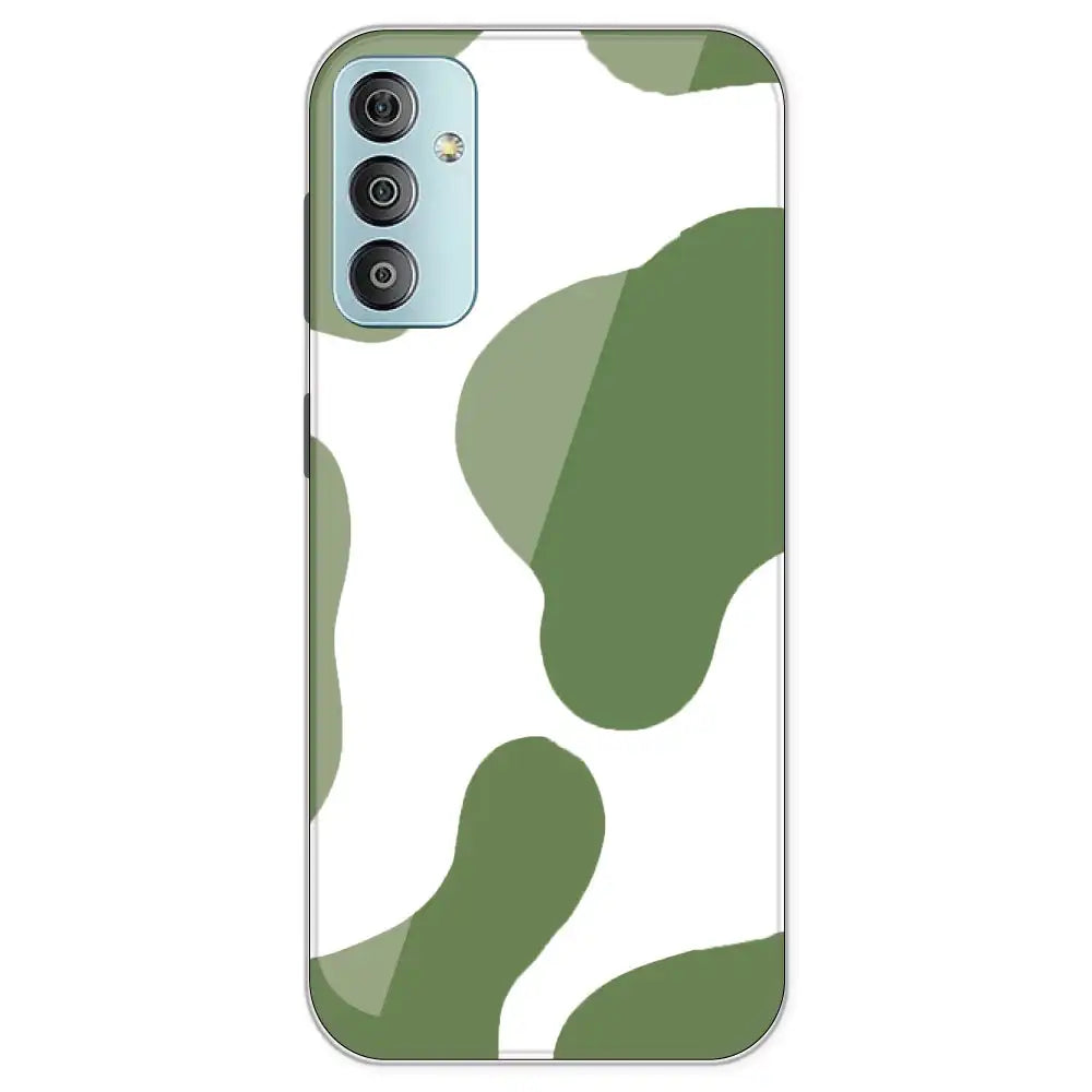 Olive Green Cow Print - Clear Printed Silicone Case For Samsung Galaxy F23