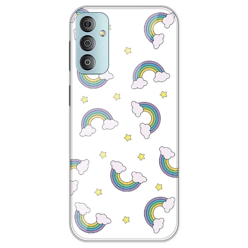 Rainbow With Clouds - Clear Printed Silicone Case For Samsung Galaxy F23