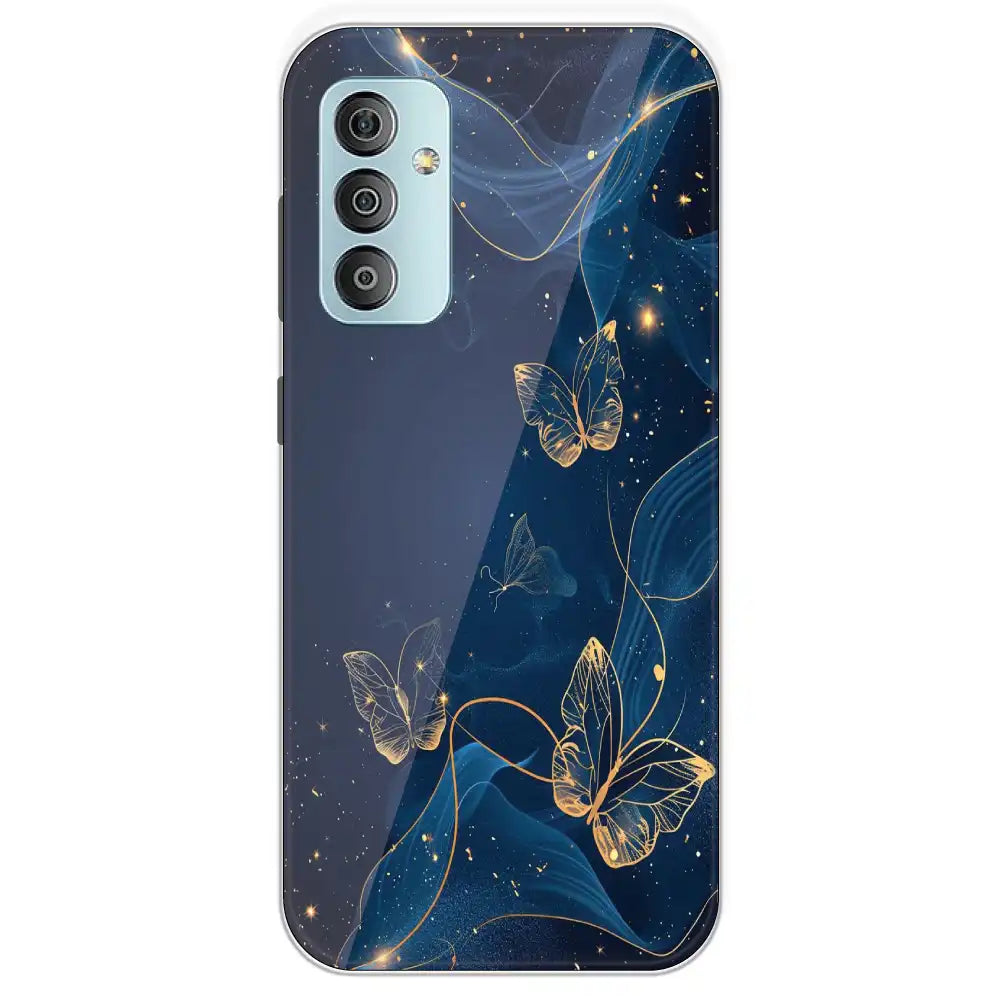 Blue With Gold Butterflies - Printed Silicone Case For Samsung Galaxy F23