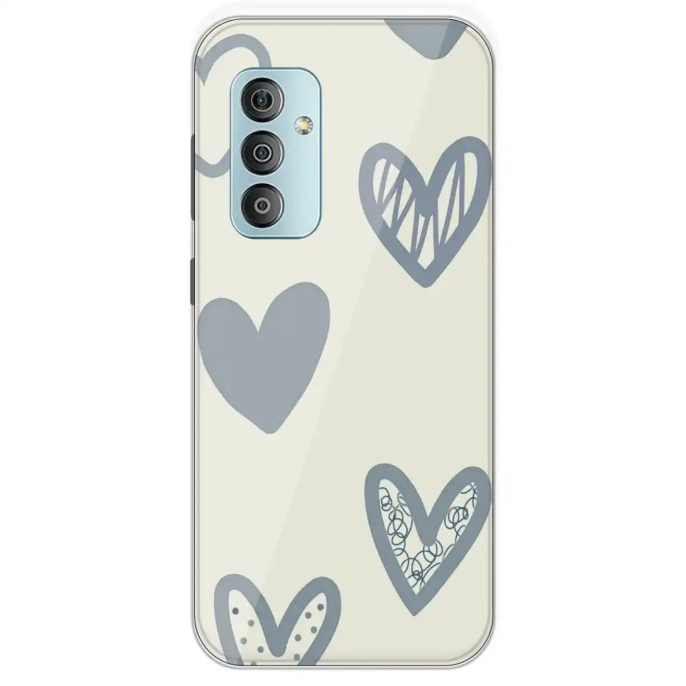 Light Blue Hearts - Printed Silicone Case For Samsung Galaxy F23