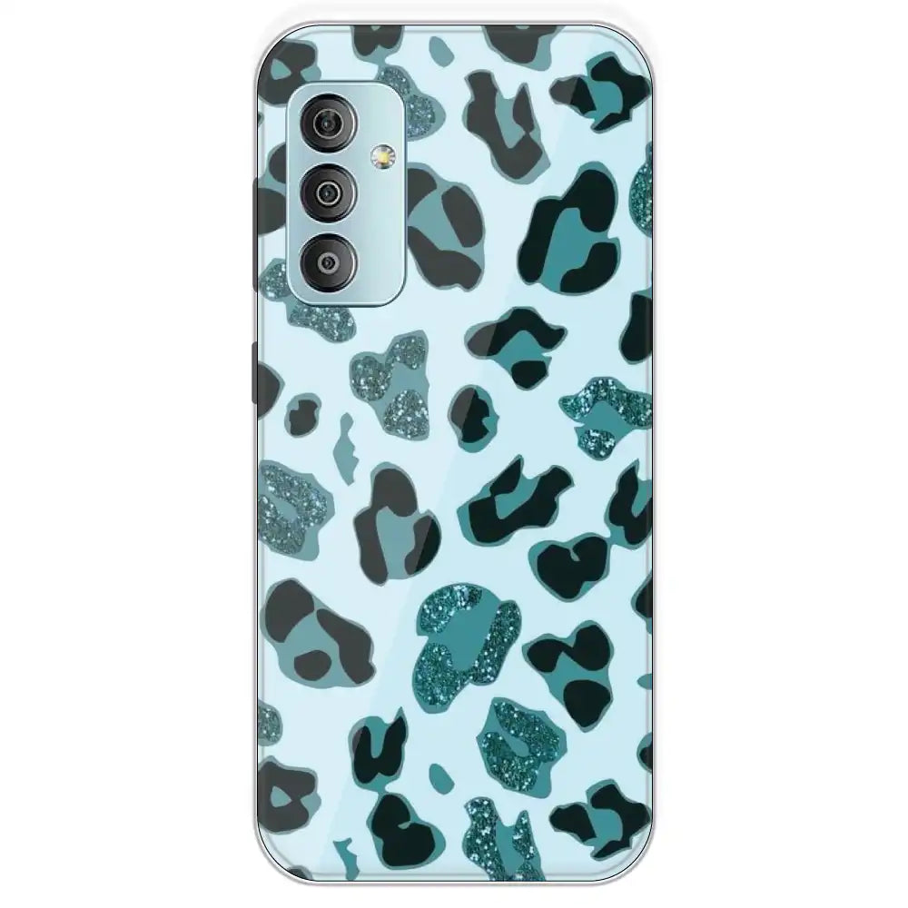 Blue Leopard Glitter Print - Printed Silicone Case For Samsung Galaxy F23