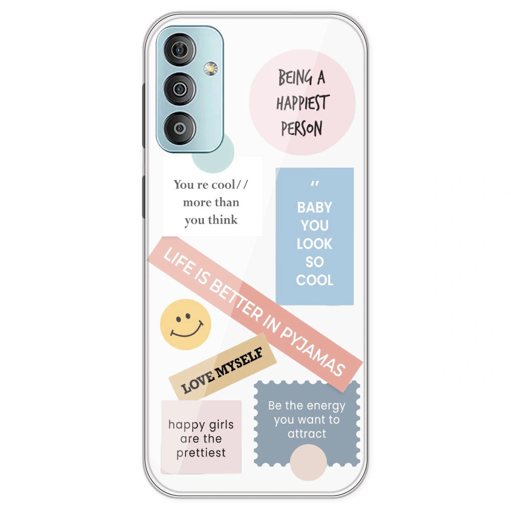 Be Happy - Clear Printed Silicone Case For Samsung Galaxy F23