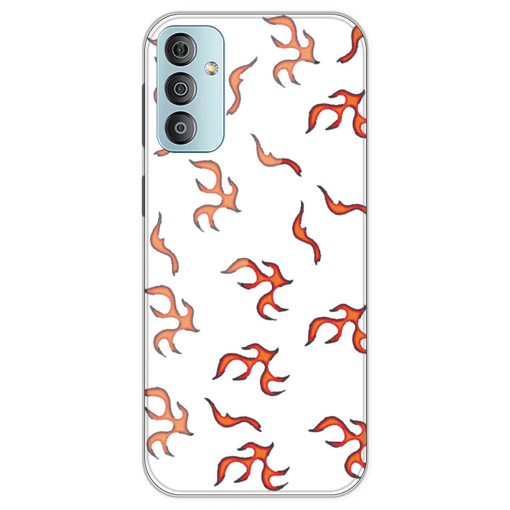 Orange Mini Flames - Clear Printed Silicone Case For Samsung Galaxy F23