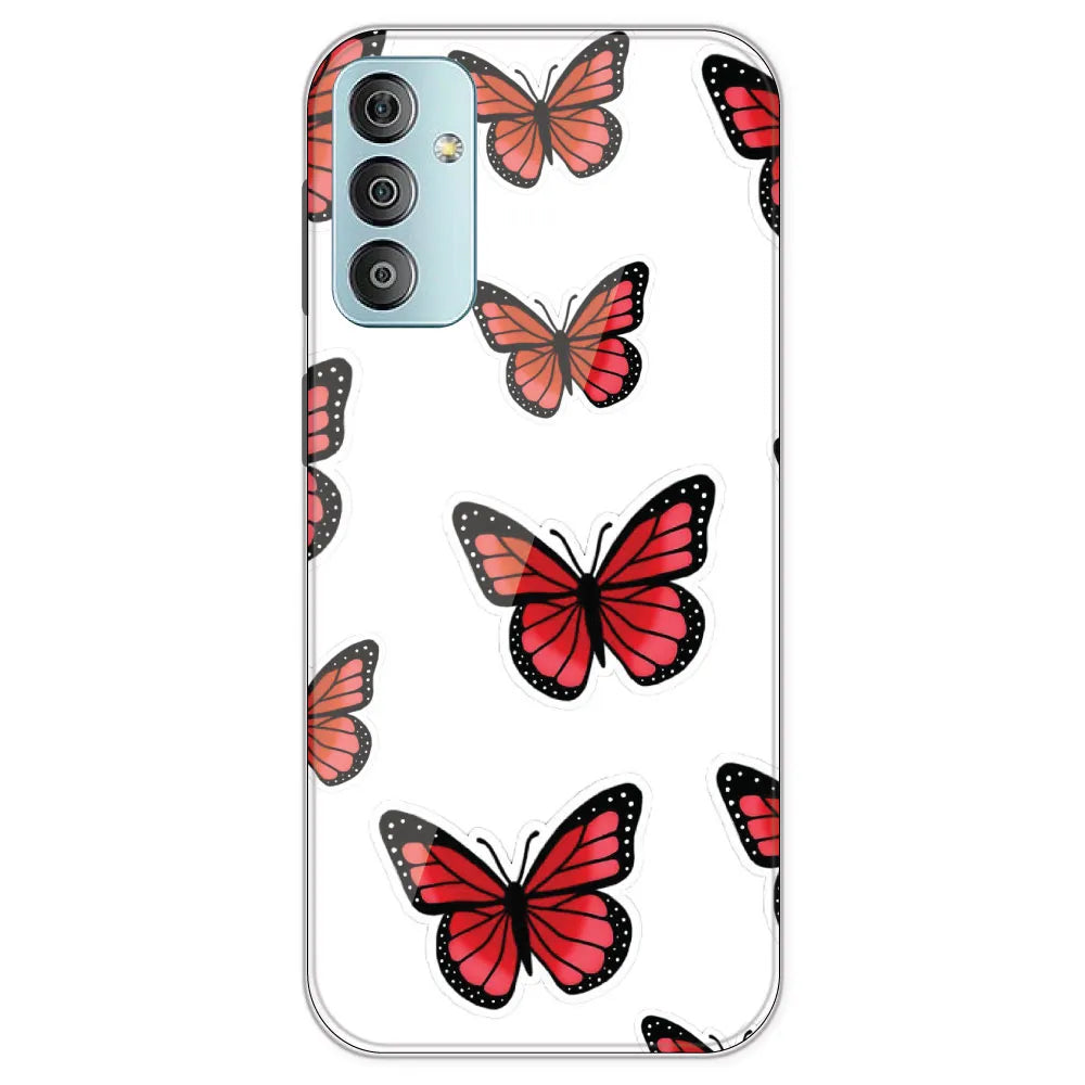 Red Butterfly - Clear Printed Silicone Case For Samsung Galaxy F23
