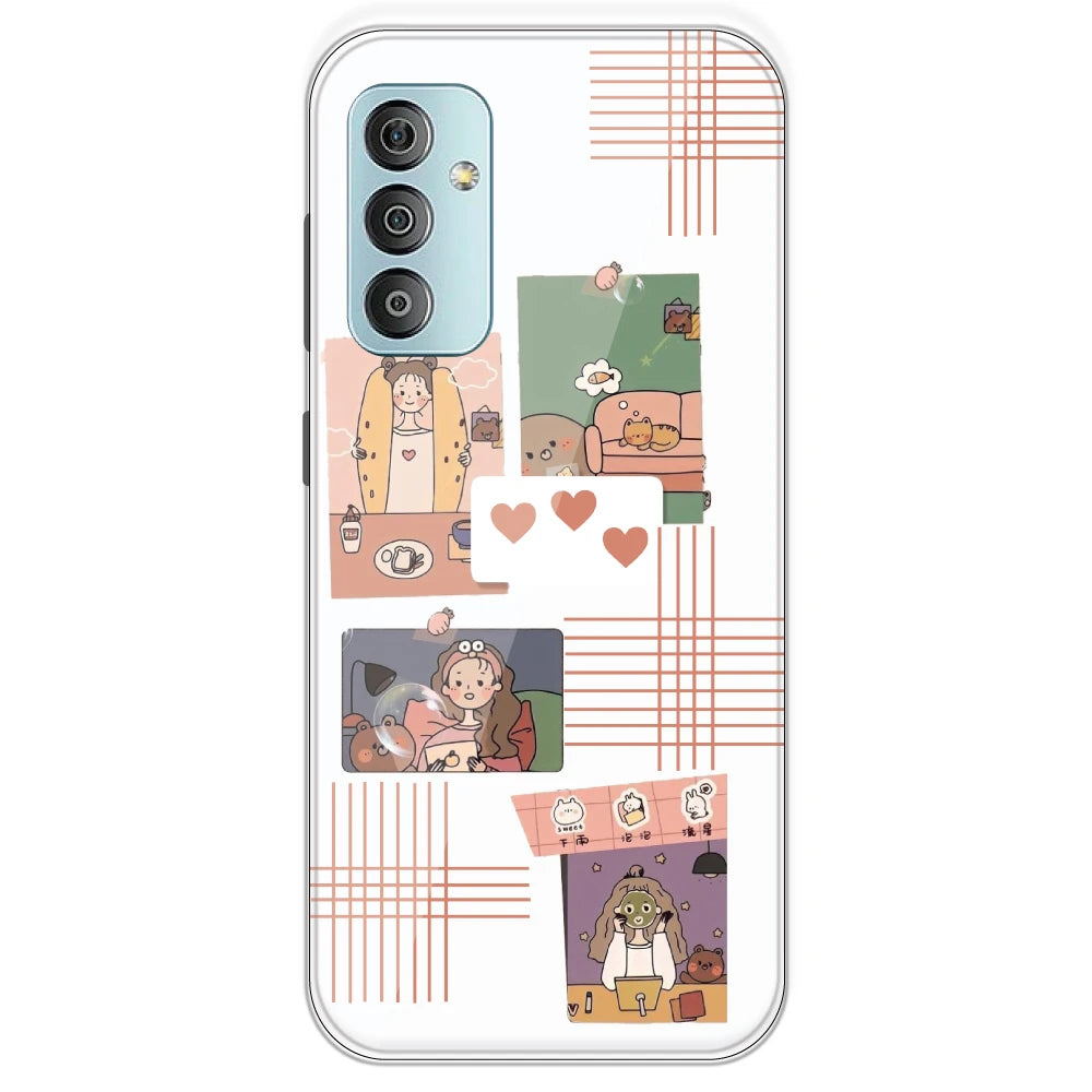Cute Girl Collage - Clear Printed Silicone Case For Samsung Galaxy F23