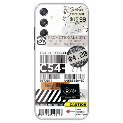 Labels - Clear Printed Silicone Case For Samsung Galaxy F34