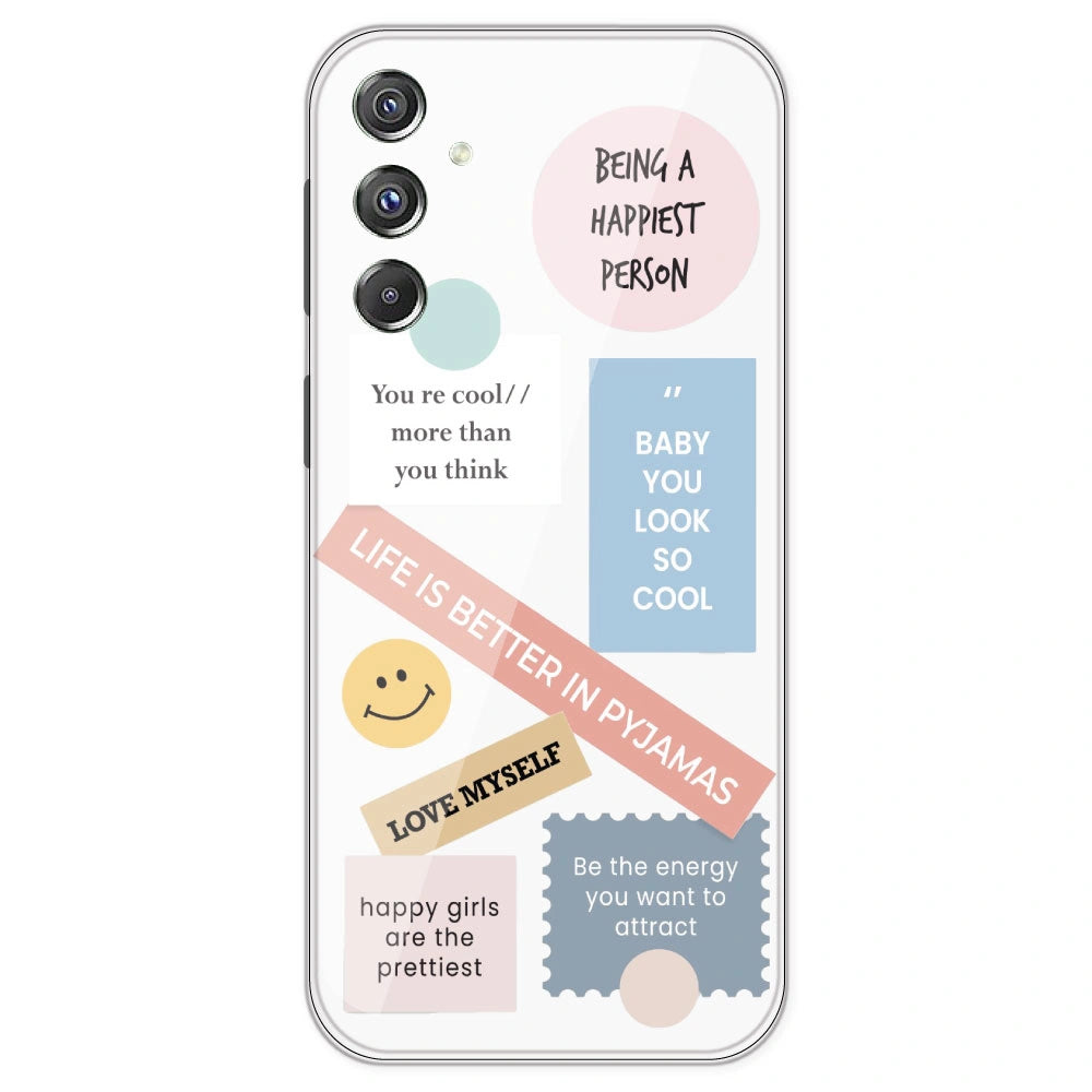 Be Happy - Clear Printed Silicone Case For Samsung Galaxy F34