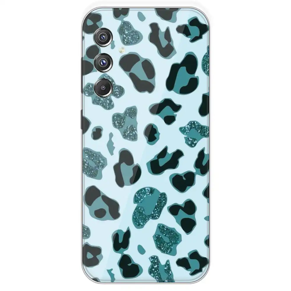 Blue Leopard Glitter Print - Printed Silicone Case For Samsung Galaxy F34