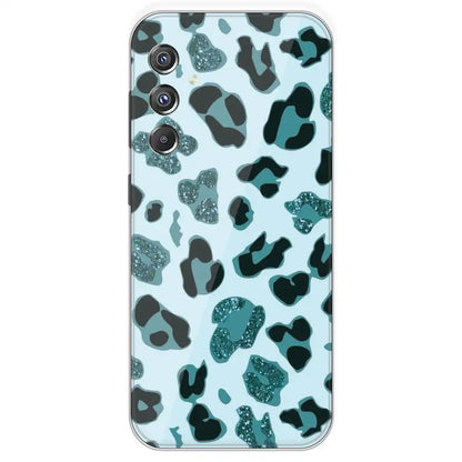 Blue Leopard Glitter Print - Printed Silicone Case For Samsung Galaxy F34