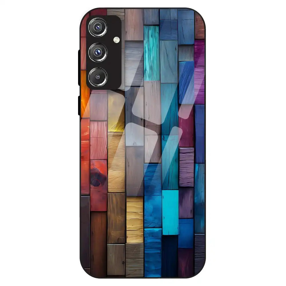 Color Block Wood Texture - Glass Case For Samsung Galaxy F34