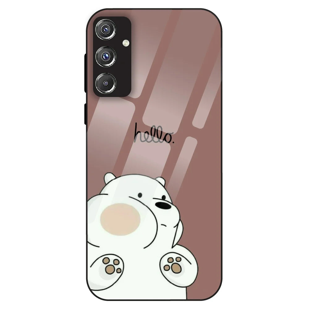 Cute Bear Minimal - Glass Case For Samsung Galaxy F34