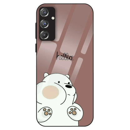 Cute Bear Minimal - Glass Case For Samsung Galaxy F34