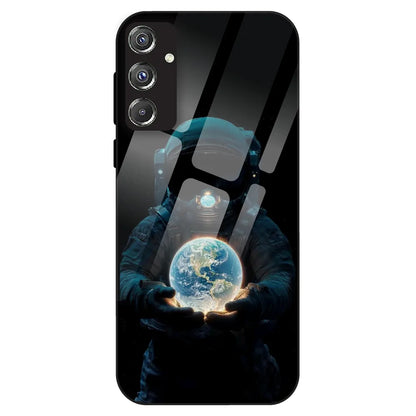 Astronaut Holding Earth - Glass Case For Samsung Galaxy F34