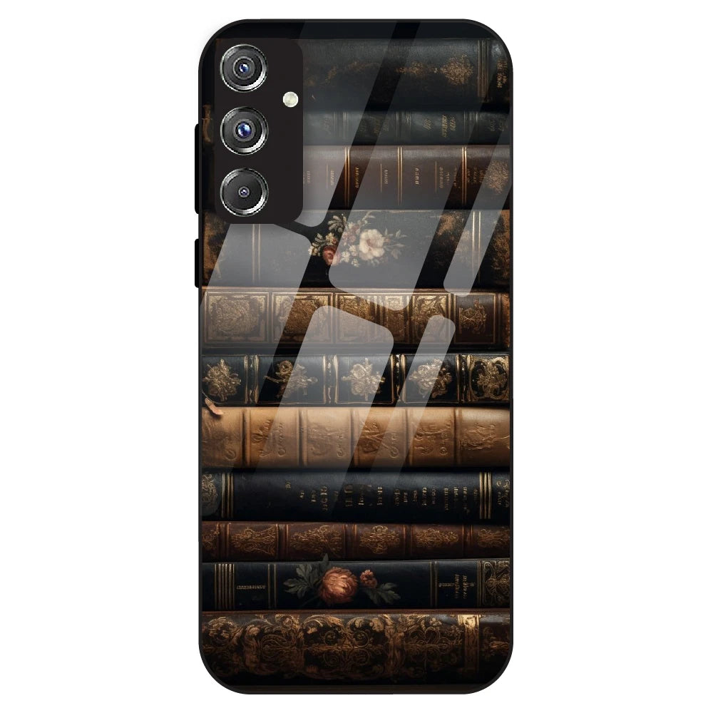 Vintage Book Stack - Glass Case For Samsung Galaxy F34