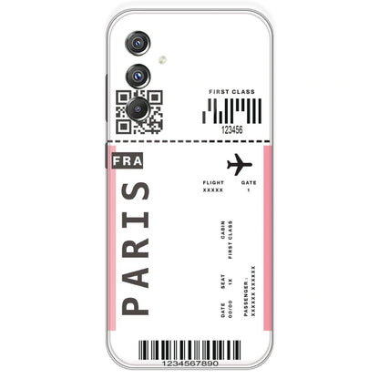 Paris Ticket - Clear Printed Silicone Case For Samsung Galaxy F34