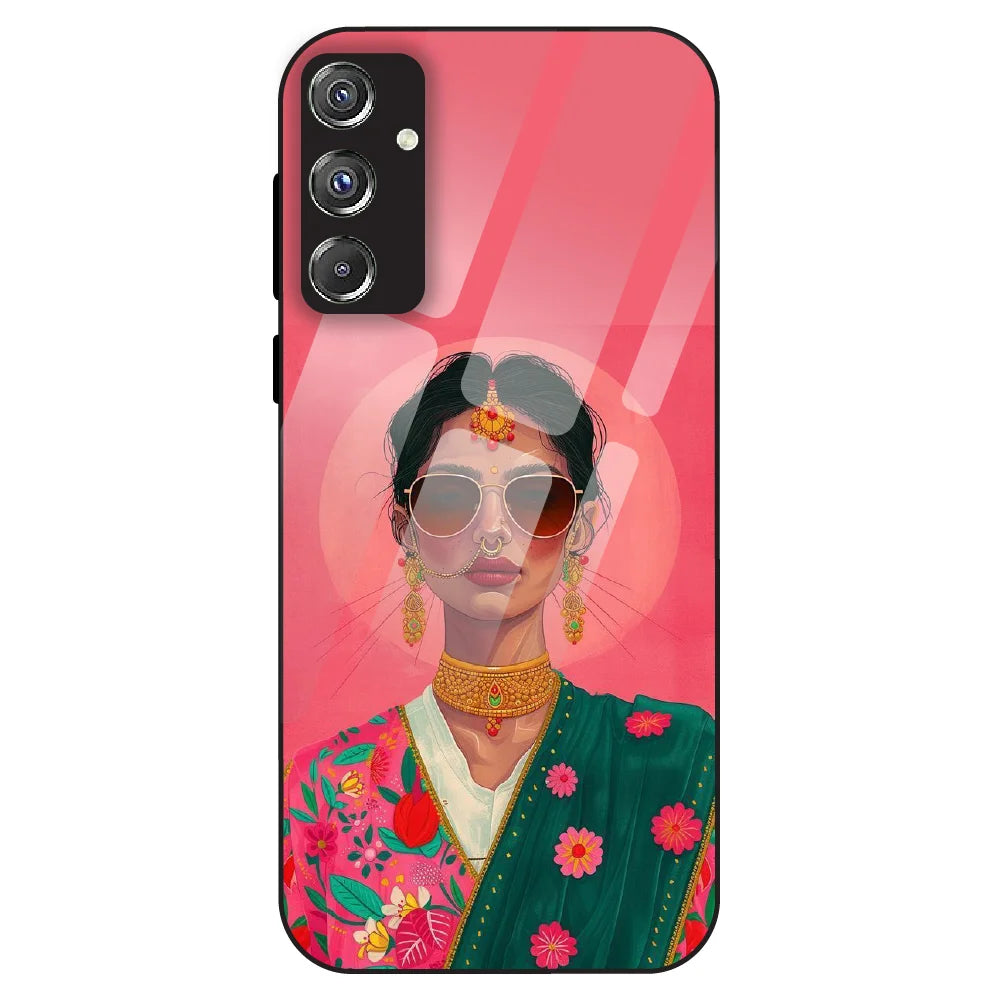 Royal Ethnic Diva - Glass Case For Samsung Galaxy F34