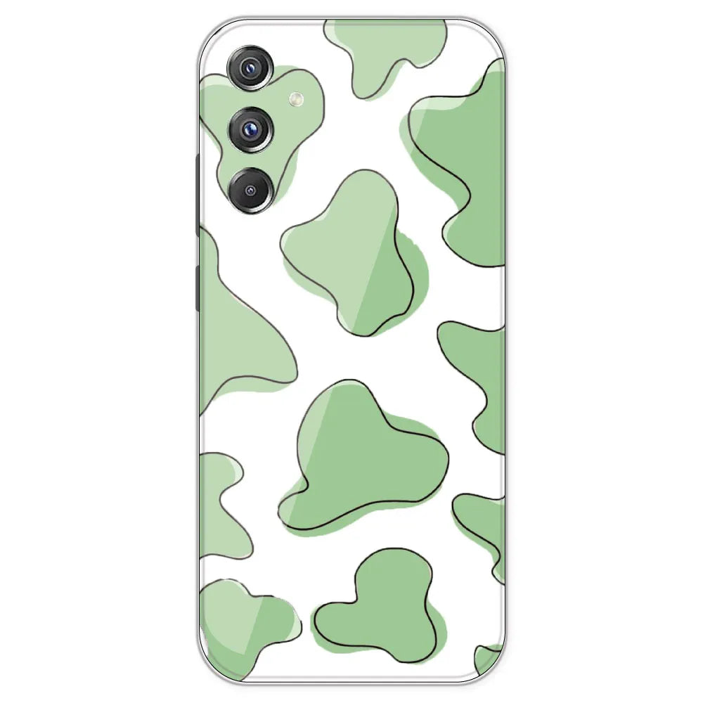 Green Cow Print - Clear Printed Silicone Case For Samsung Galaxy F34
