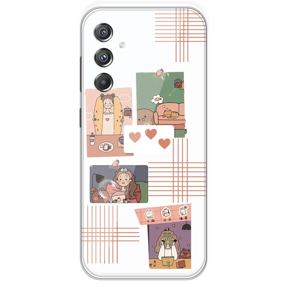 Cute Girl Collage - Clear Printed Silicone Case For Samsung Galaxy F34