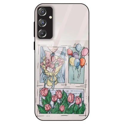 Tulip Aesthetic Sketch - Glass Case For Samsung Galaxy F34