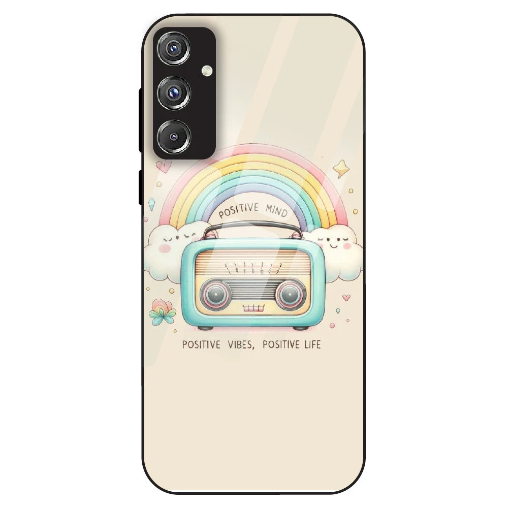 Positive Vibes Retro - Glass Case For Samsung Galaxy F34
