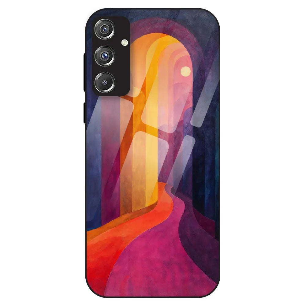 Abstract Sunset Path - Glass Case For Samsung Galaxy F34
