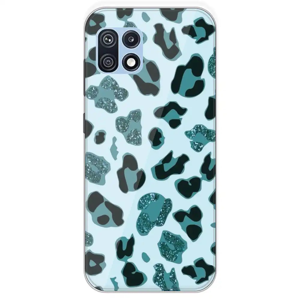 Blue Leopard Glitter Print - Printed Silicone Case For Samsung Galaxy F42