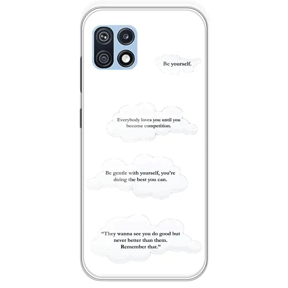 Quotes And Clouds - Clear Printed Silicone Case For Samsung Galaxy F42