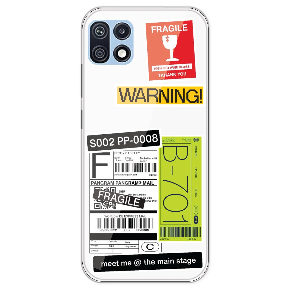 Fragile Labels - Clear Printed Silicone Case For Samsung Galaxy F42