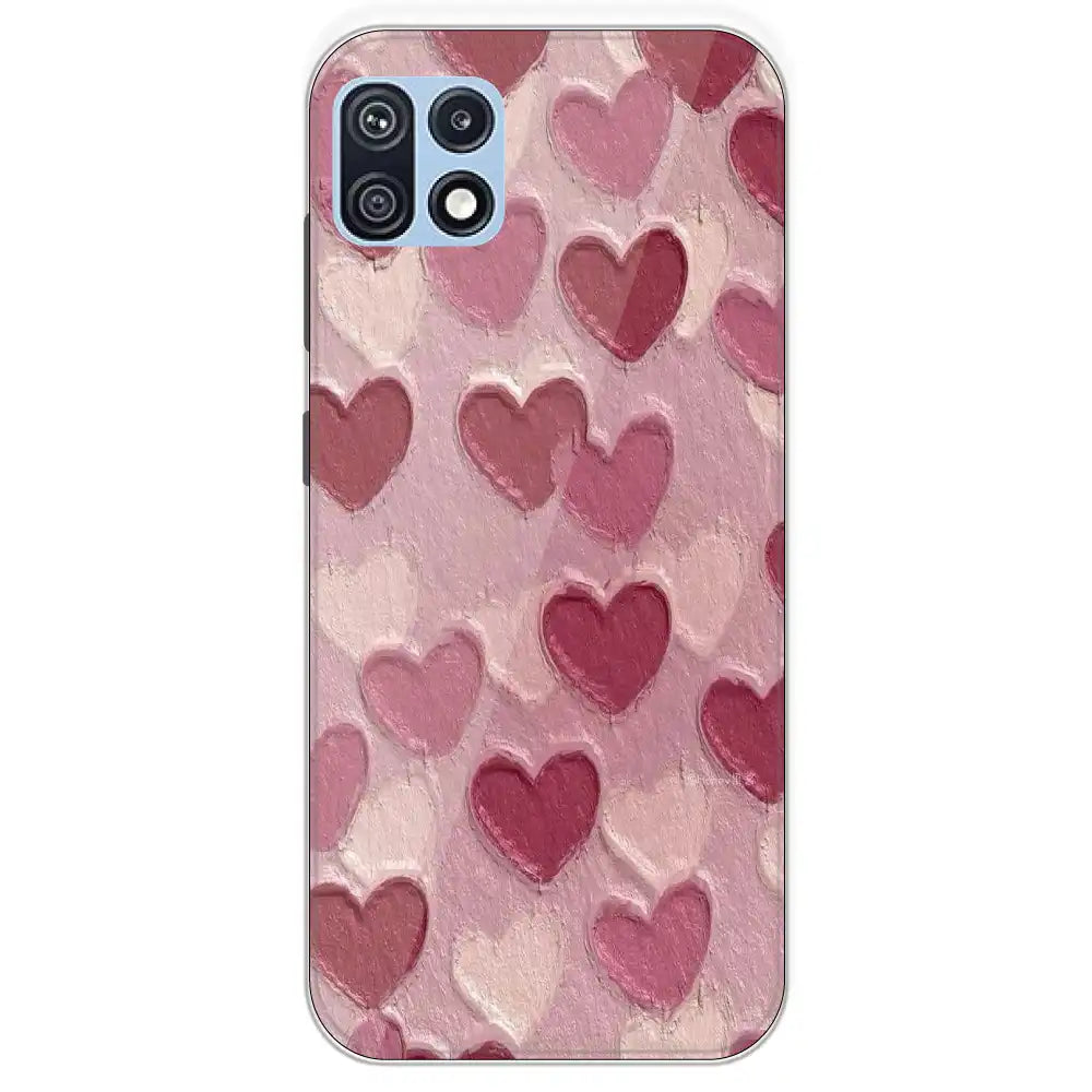 Pastel Hearts Love - Printed Silicone Case For Samsung Galaxy F42